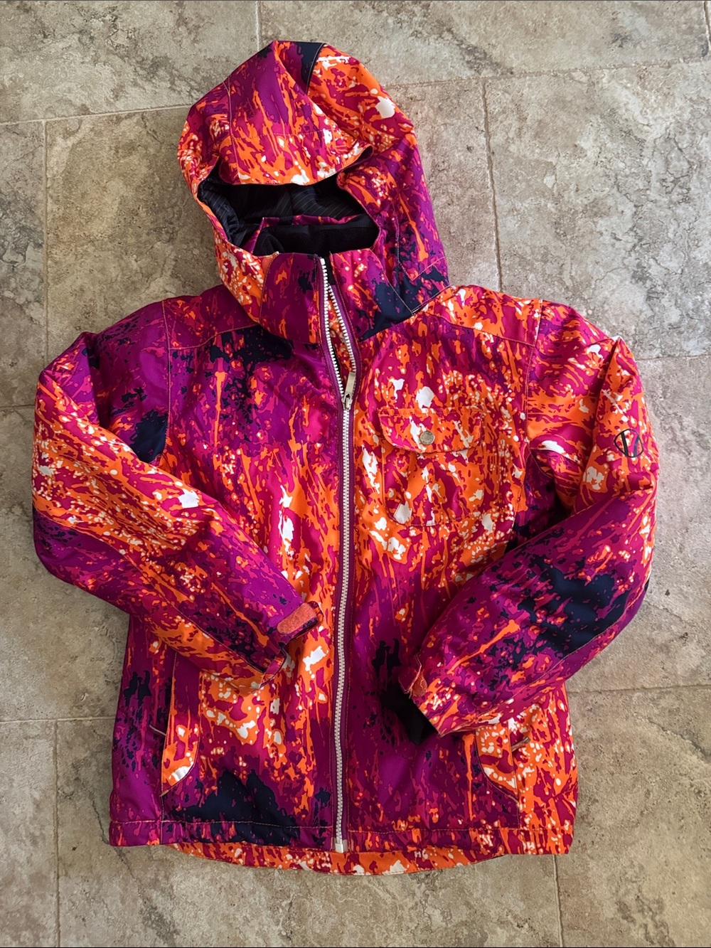 Sunice Kids Puffer Jacket in Magenta, Orange, Black